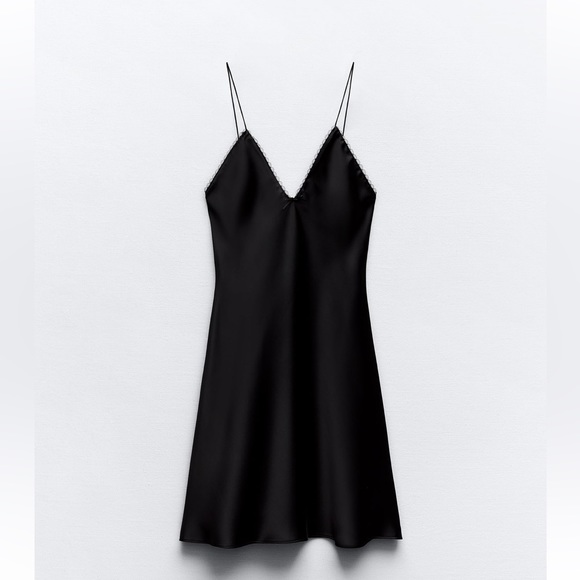ZARA SATIN EFFECT MINI SLIP DRESS - Picture 2 of 4